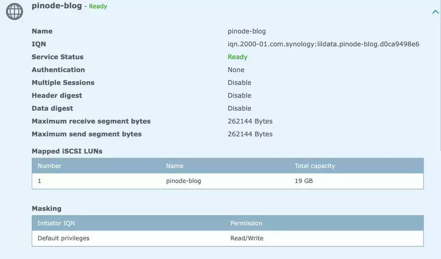 Example from synology DSM
